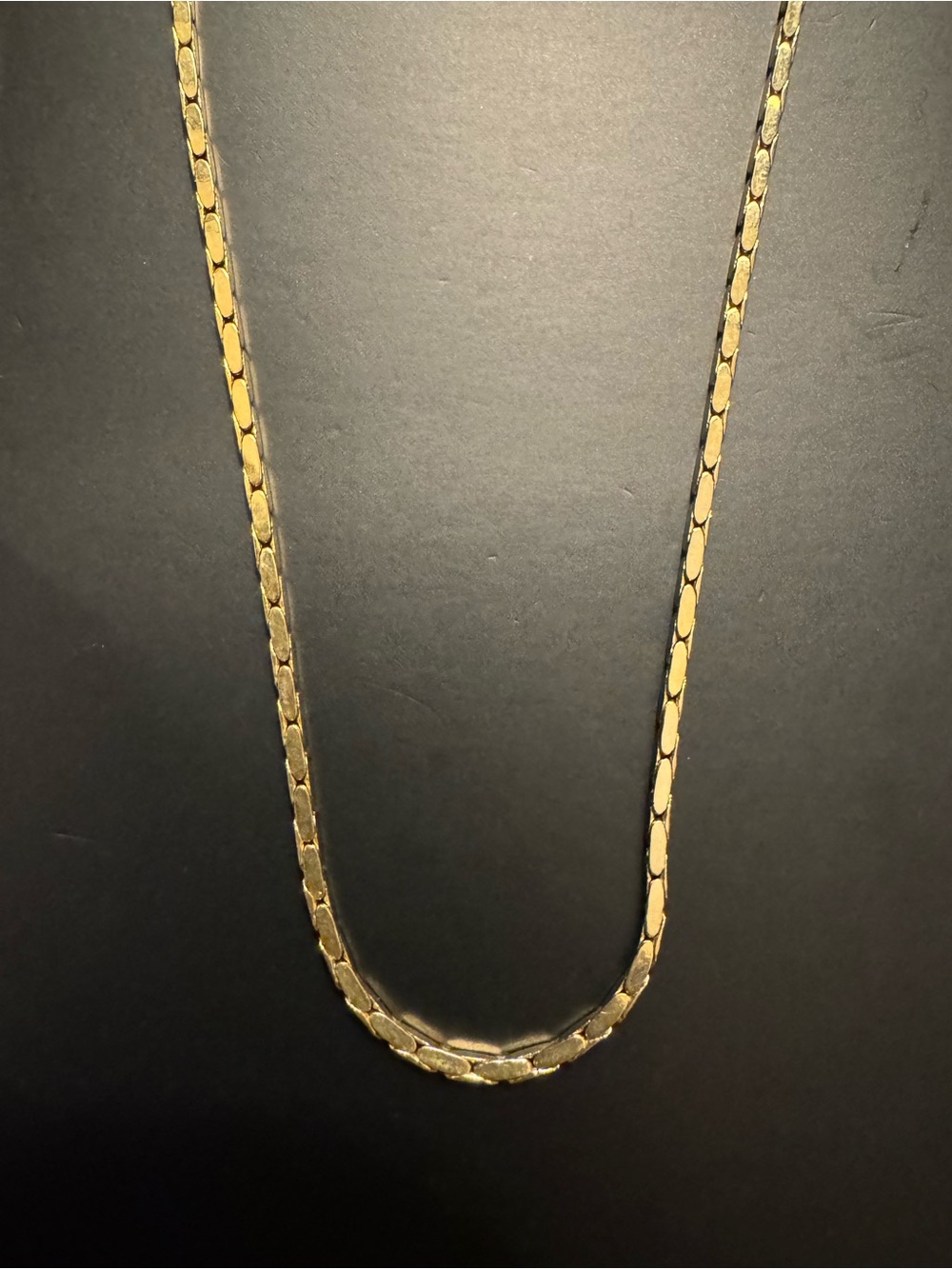 Vintage Gold Tone Herringbone Snake Chain Necklace 23” Textured Link